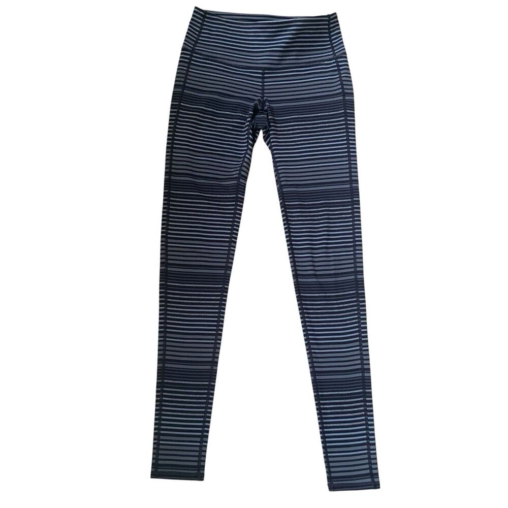 Athleta Colorblock Stripe Chaturanga Leggings Black/Gray Size X-Small